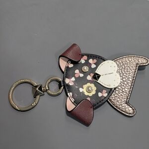 Floral Dog Keychain with Metallic Ears